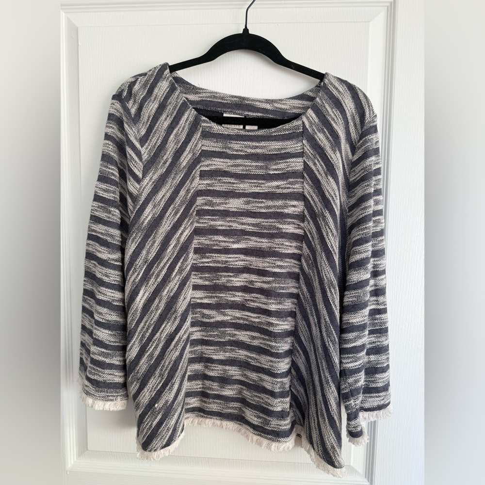 Chico's Black and White Striped Blouse